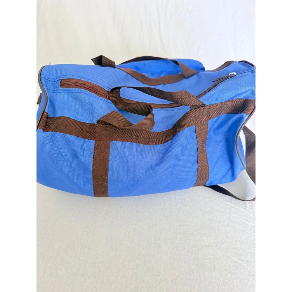 Vintage Adidas Duffel Bag Set Blue Brown Trefoil Gym Travel 2pc Bundle 80s Gorp